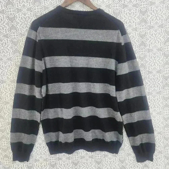 Express 100% Merino wool crewneck striped men's L - Picture 2 of 6